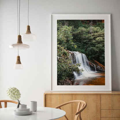 Serene Waterfall Art: Tranquil Upper Falls Oil Painting for Nature Lovers