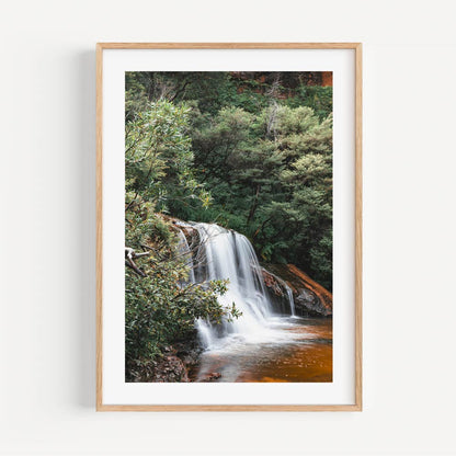 Serene Waterfall Art: Tranquil Upper Falls Oil Painting for Nature Lovers