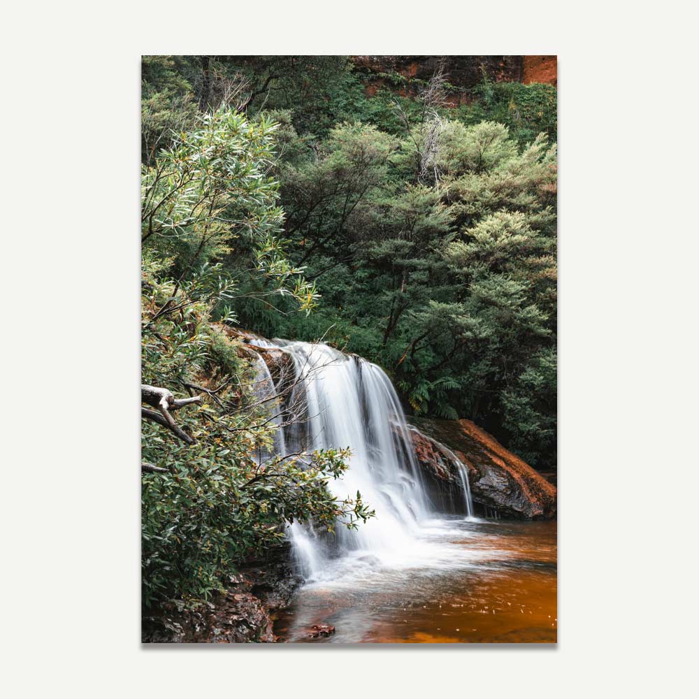 Serene Waterfall Art: Tranquil Upper Falls Oil Painting for Nature Lovers