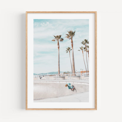 Venice Beach Skater Paradise: Vibrant Oil Painting of Coastal Fun