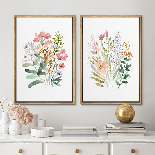 Boho Floral Oil Painting Set - Vibrant Multicolor Wildflower Wall Art for Home Decor