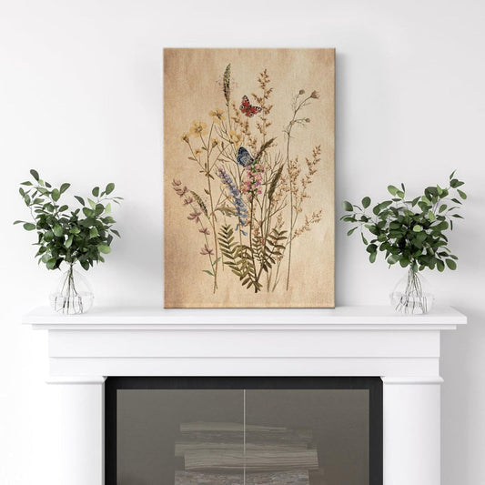 Vintage Wildflower Garden Oil Painting - Nature-Inspired Floral Art on Canvas