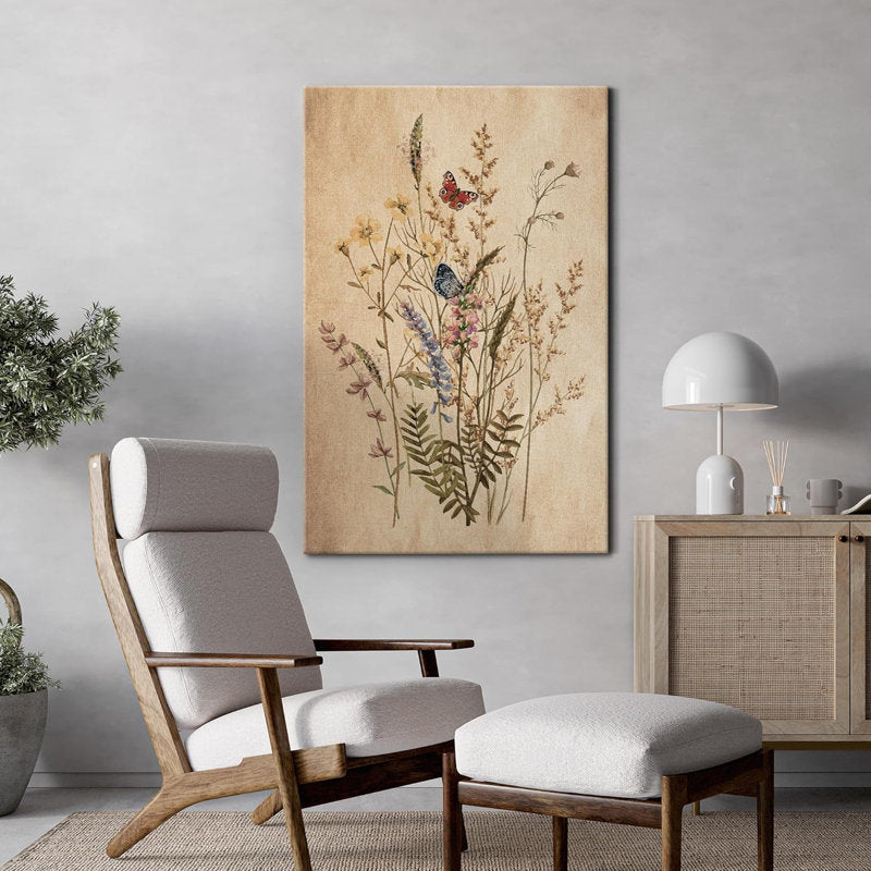 Vintage Wildflower Garden Oil Painting - Nature-Inspired Floral Art on Canvas
