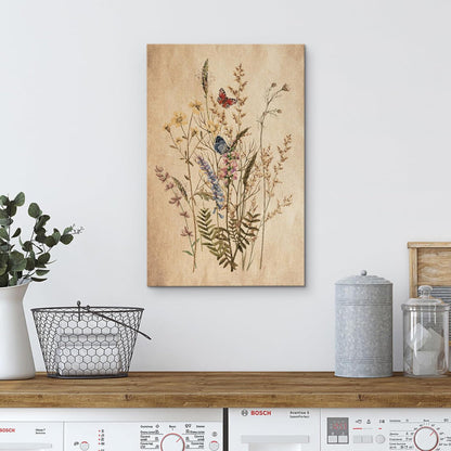 Vintage Wildflower Garden Oil Painting - Nature-Inspired Floral Art on Canvas
