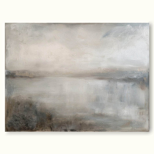 Serene Coastal Oil Painting for Tranquil Home Decor and Vintage Aesthetic