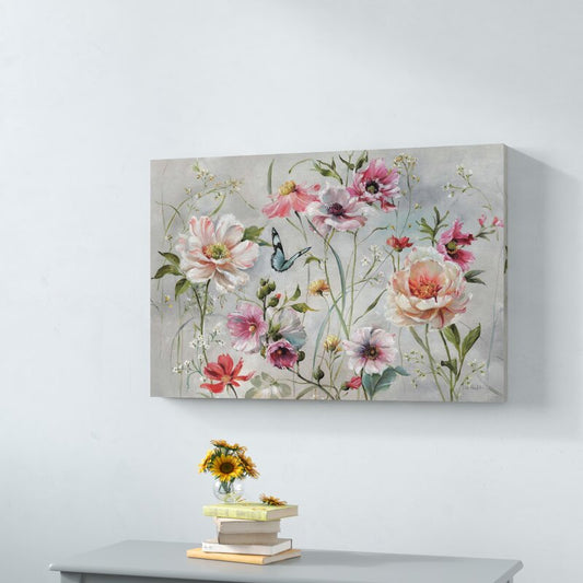 Vibrant Floral Landscape Oil Painting for Home Decor