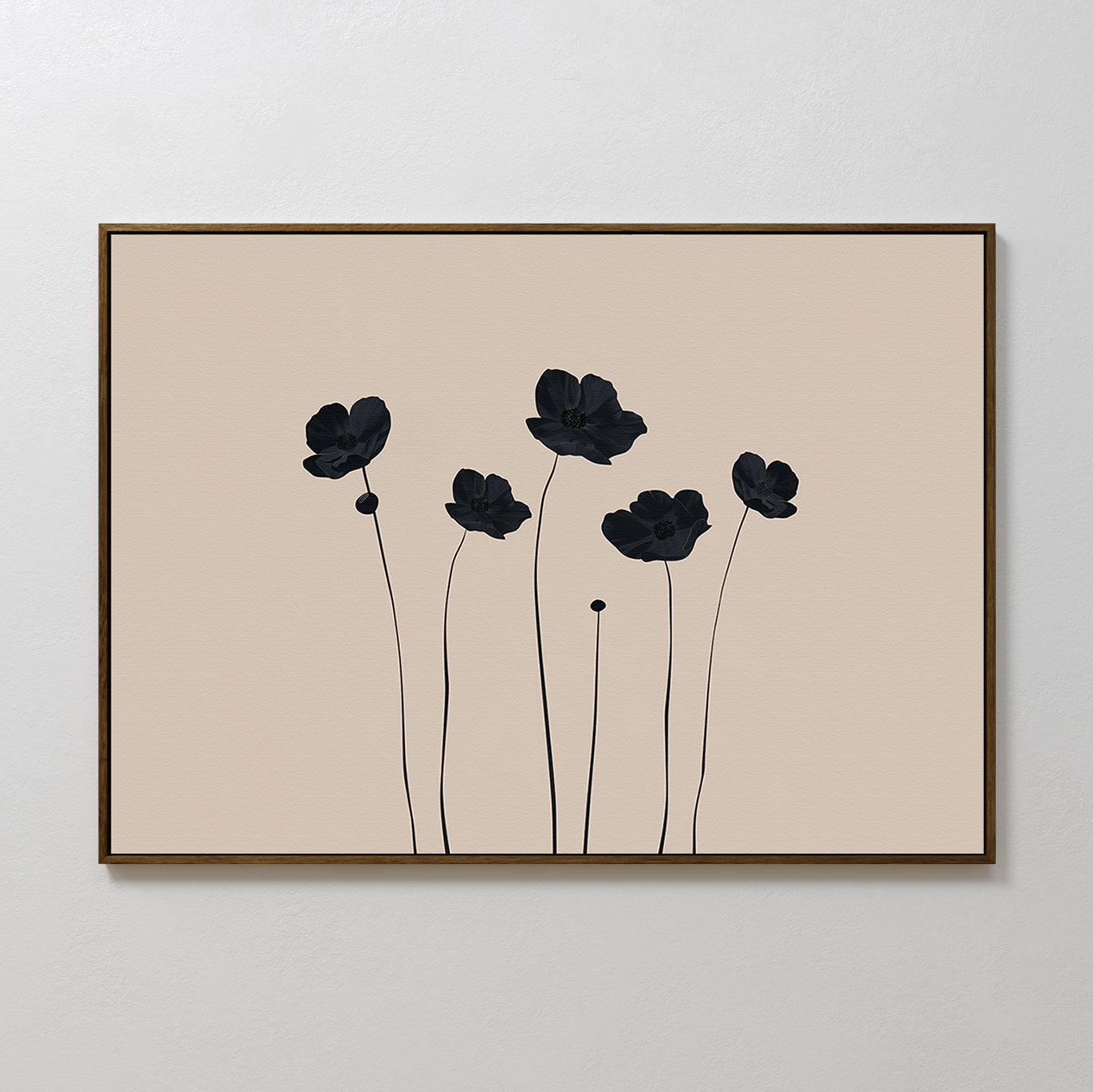 Elegant Black Floral Abstract Oil Painting for Modern Decor