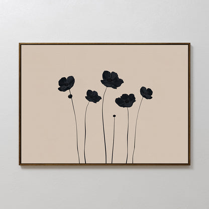 Elegant Black Floral Abstract Oil Painting for Modern Decor