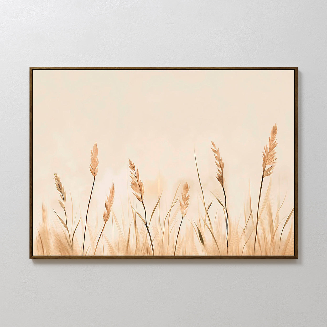 Serene Beige Reeds Abstract Oil Painting for Modern Home Décor