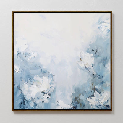 Serene Blue Floral Abstract Oil Painting for Modern Home Decor