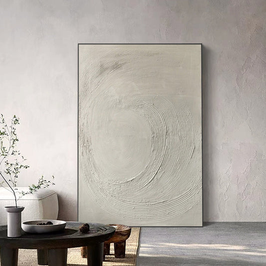 Serene Abstract Oil Painting with Gentle Curves and Neutral Tones for Modern Home Decor