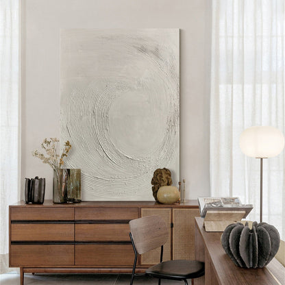 Serene Abstract Oil Painting with Gentle Curves and Neutral Tones for Modern Home Decor