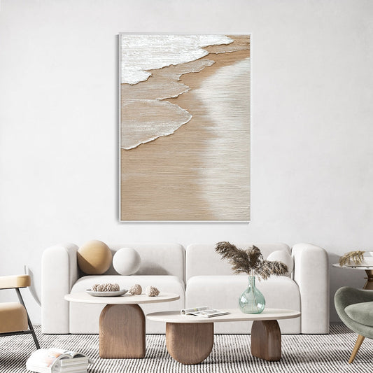 Serene Beach Waves Oil Painting for Tranquil Home Decor