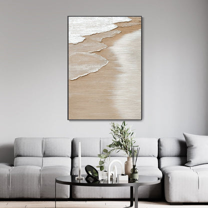 Serene Beach Waves Oil Painting for Tranquil Home Decor