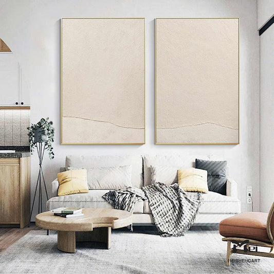 Elegant Minimalist Diptych Oil Painting for Modern Home Decor