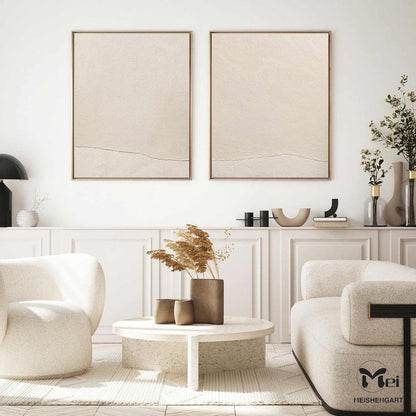 Elegant Minimalist Diptych Oil Painting for Modern Home Decor