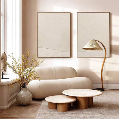 Elegant Minimalist Diptych Oil Painting for Modern Home Decor