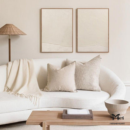 Elegant Minimalist Diptych Oil Painting for Modern Home Decor