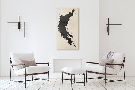 Ethereal Black Ink Abstract Oil Painting for Modern Home Decor