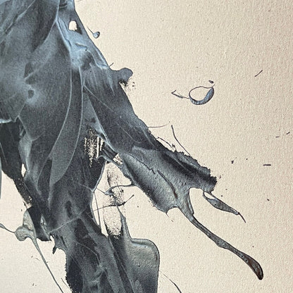 Ethereal Black Ink Abstract Oil Painting for Modern Home Decor