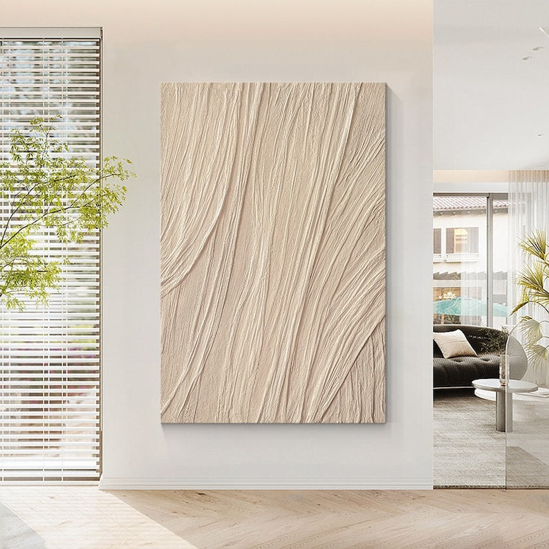 Tranquil Abstract Oil Painting with Textured Natural Waves for Modern Decor