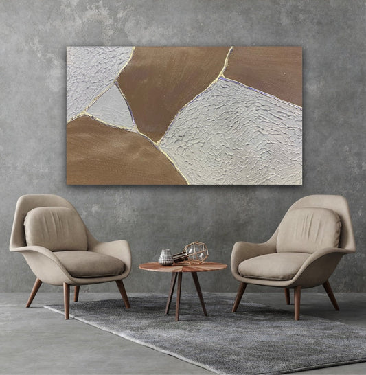 Elegant Metallic Geode Oil Painting for Modern Home Décor