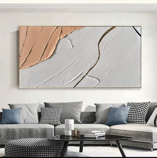 Abstract Coastal Oil Painting - Minimalist Serenity for Relaxing Home Decor