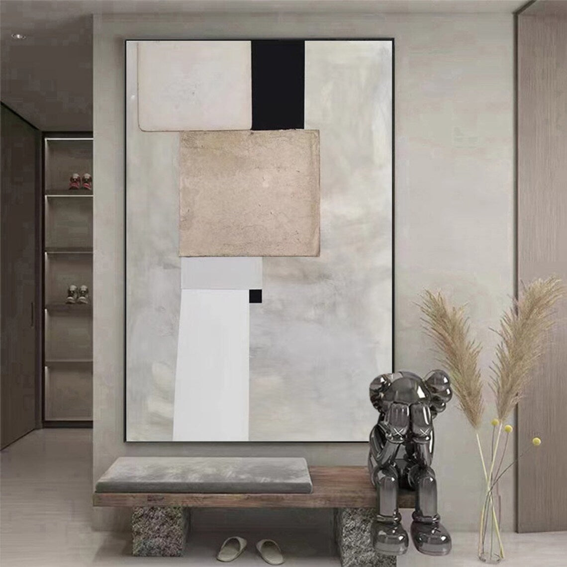 Modern Abstract Geometric Oil Painting for Elegant Home Decor
