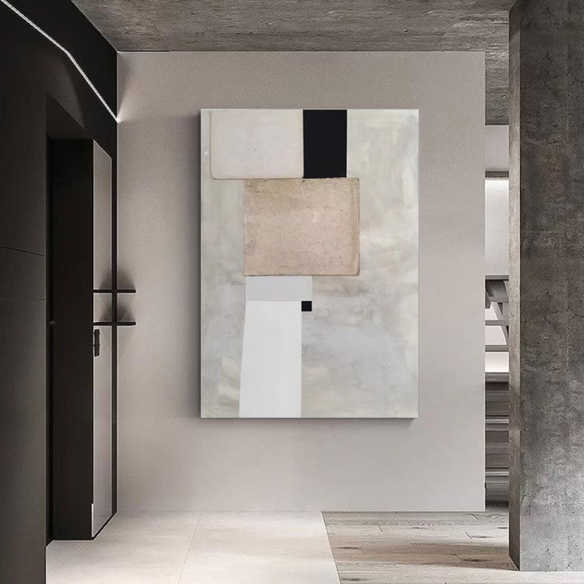 Modern Abstract Geometric Oil Painting for Elegant Home Decor