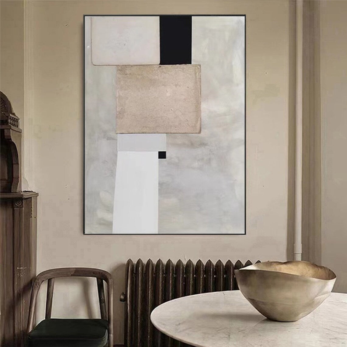 Modern Abstract Geometric Oil Painting for Elegant Home Decor