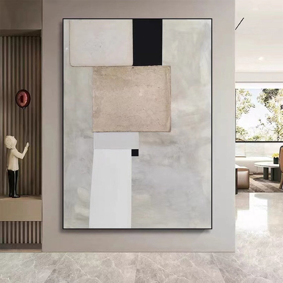 Modern Abstract Geometric Oil Painting for Elegant Home Decor