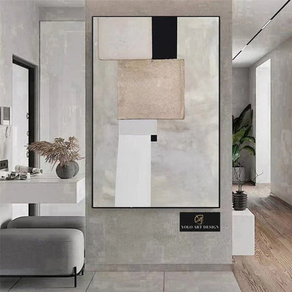 Modern Abstract Geometric Oil Painting for Elegant Home Decor
