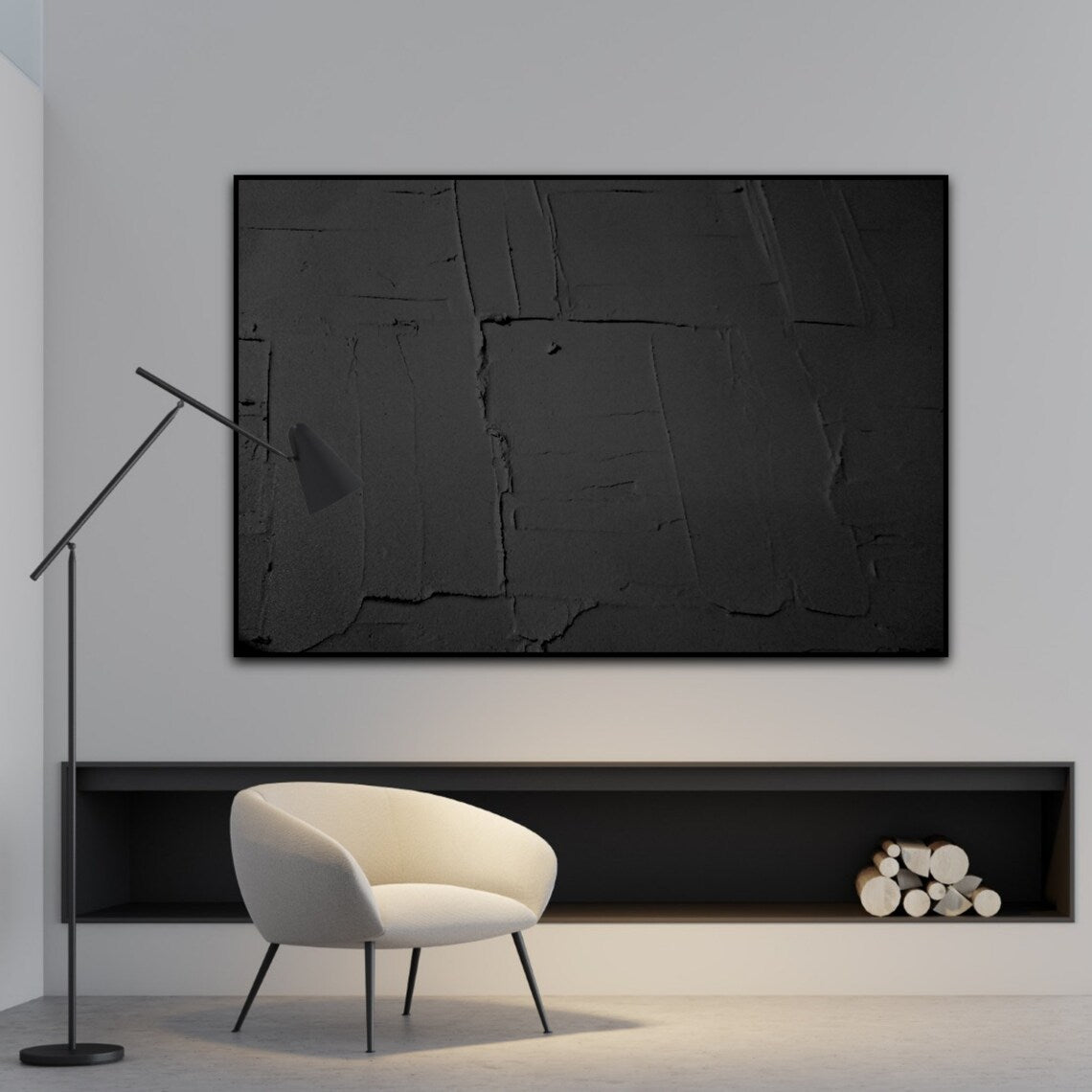 Stunning Monochrome Abstract Oil Painting for Modern Home Decor