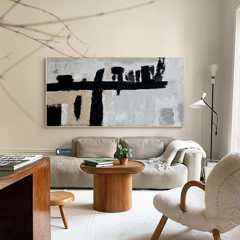 Abstract Urban Landscape Oil Painting for Modern Home Decor