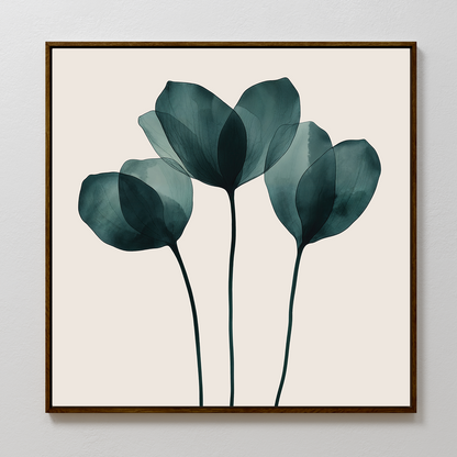 Elegant Leafy Green Floral Oil Painting for Modern Home Decor