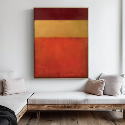 Vibrant Red and Yellow Abstract Oil Painting for Home Decor