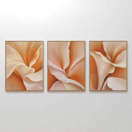 Elegant Floral Triptych Oil Painting for Modern Home Decor