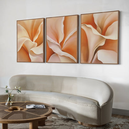 Elegant Floral Triptych Oil Painting for Modern Home Decor