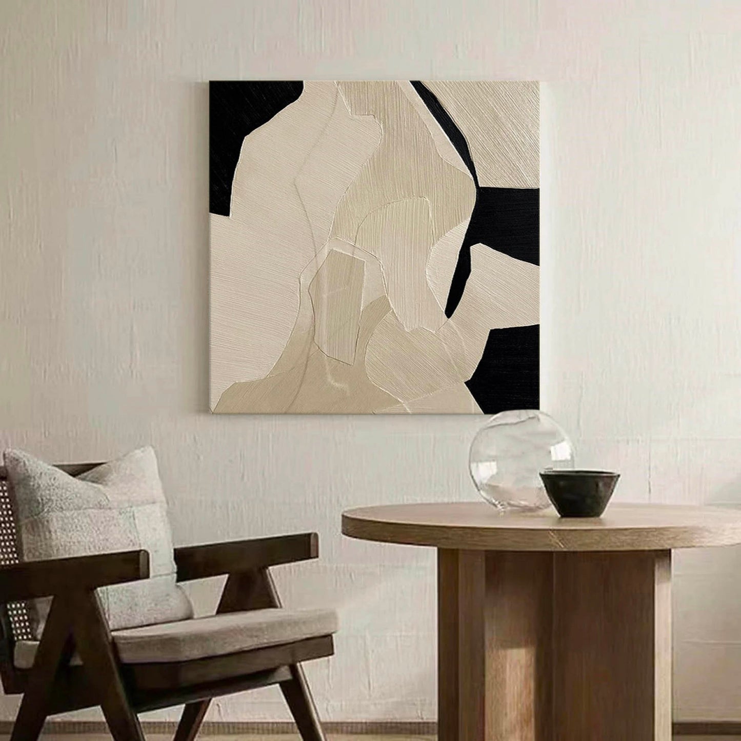 Abstract Minimalist Geometric Oil Painting for Modern Home Decor