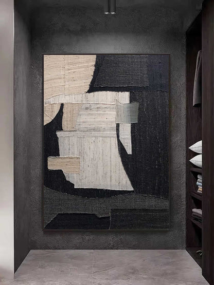 Contemporary Minimalist Geometric Oil Painting for Modern Home Decor