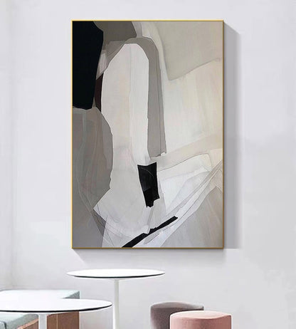 Elegant Minimalist Geometric Oil Painting in Neutral Tones for Modern Decor