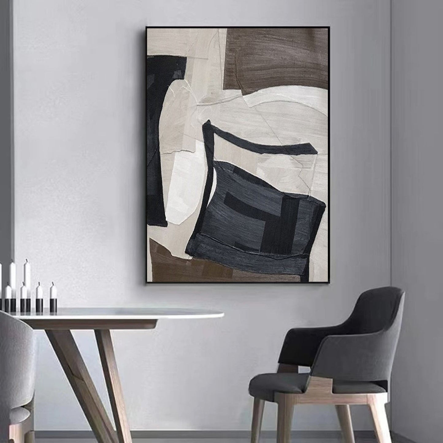 Abstract Minimalist Geometric Oil Painting for Modern Home Decor