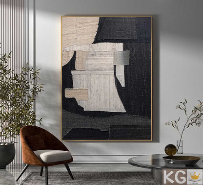 Contemporary Minimalist Geometric Oil Painting for Modern Home Decor