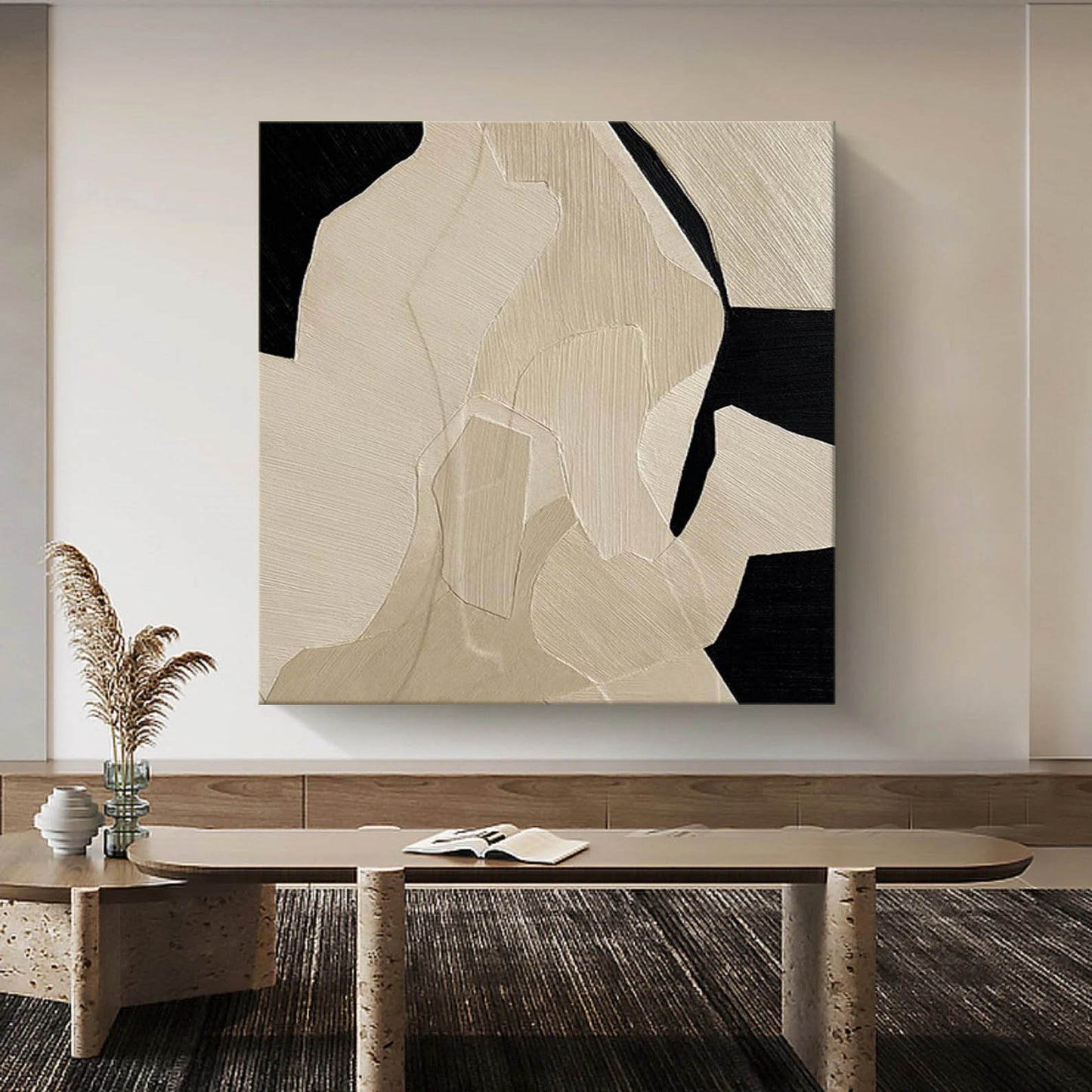 Abstract Minimalist Geometric Oil Painting for Modern Home Decor