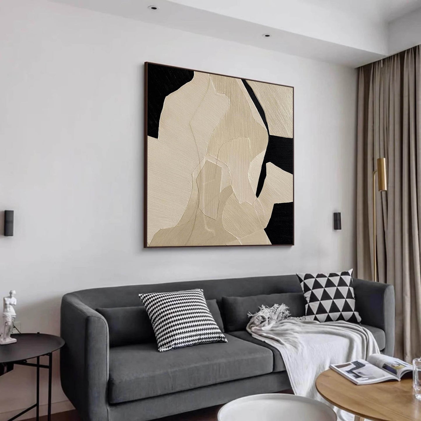 Abstract Minimalist Geometric Oil Painting for Modern Home Decor