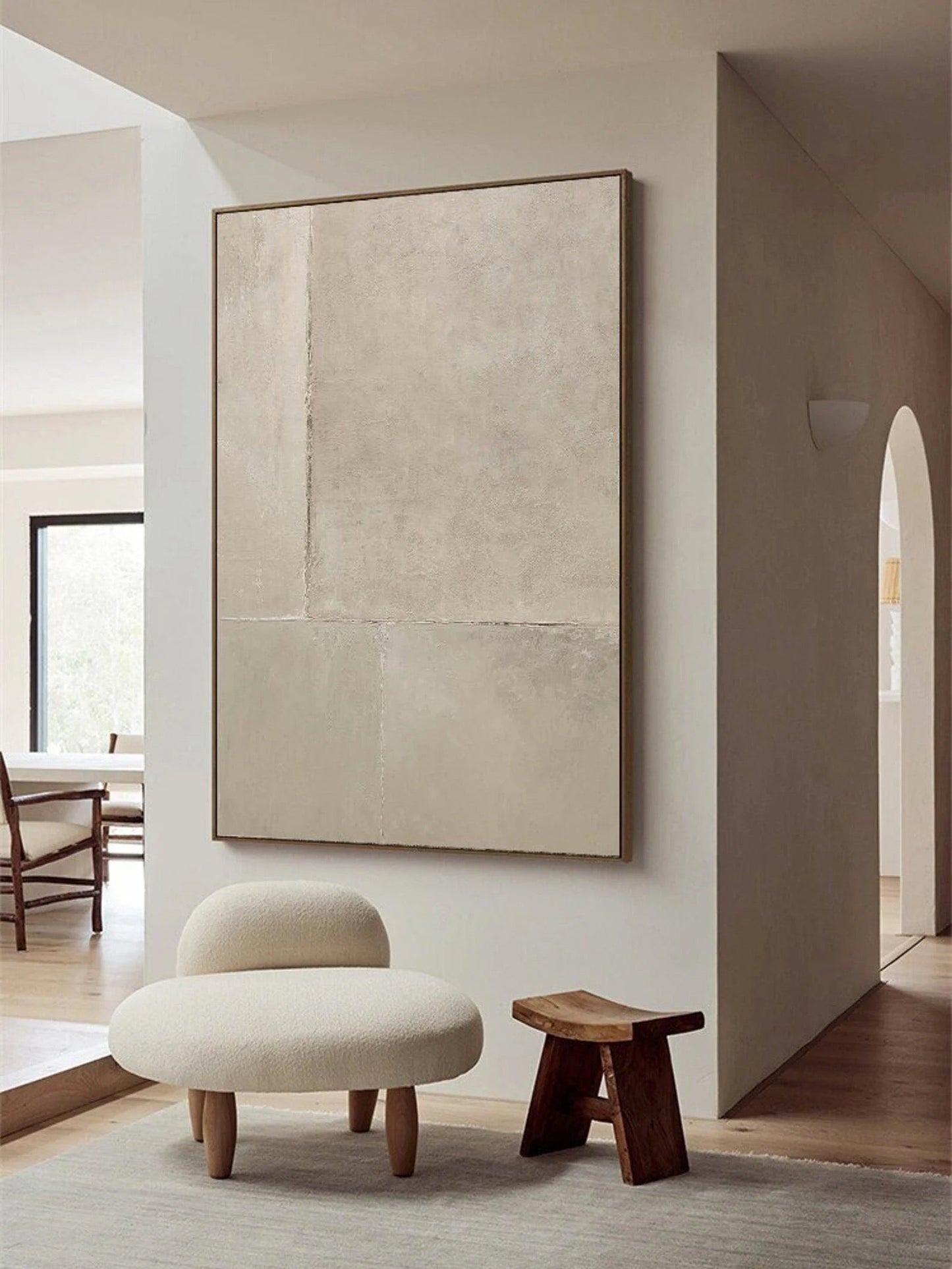 Elegant Minimalist Geometric Oil Painting for Modern Home Decor