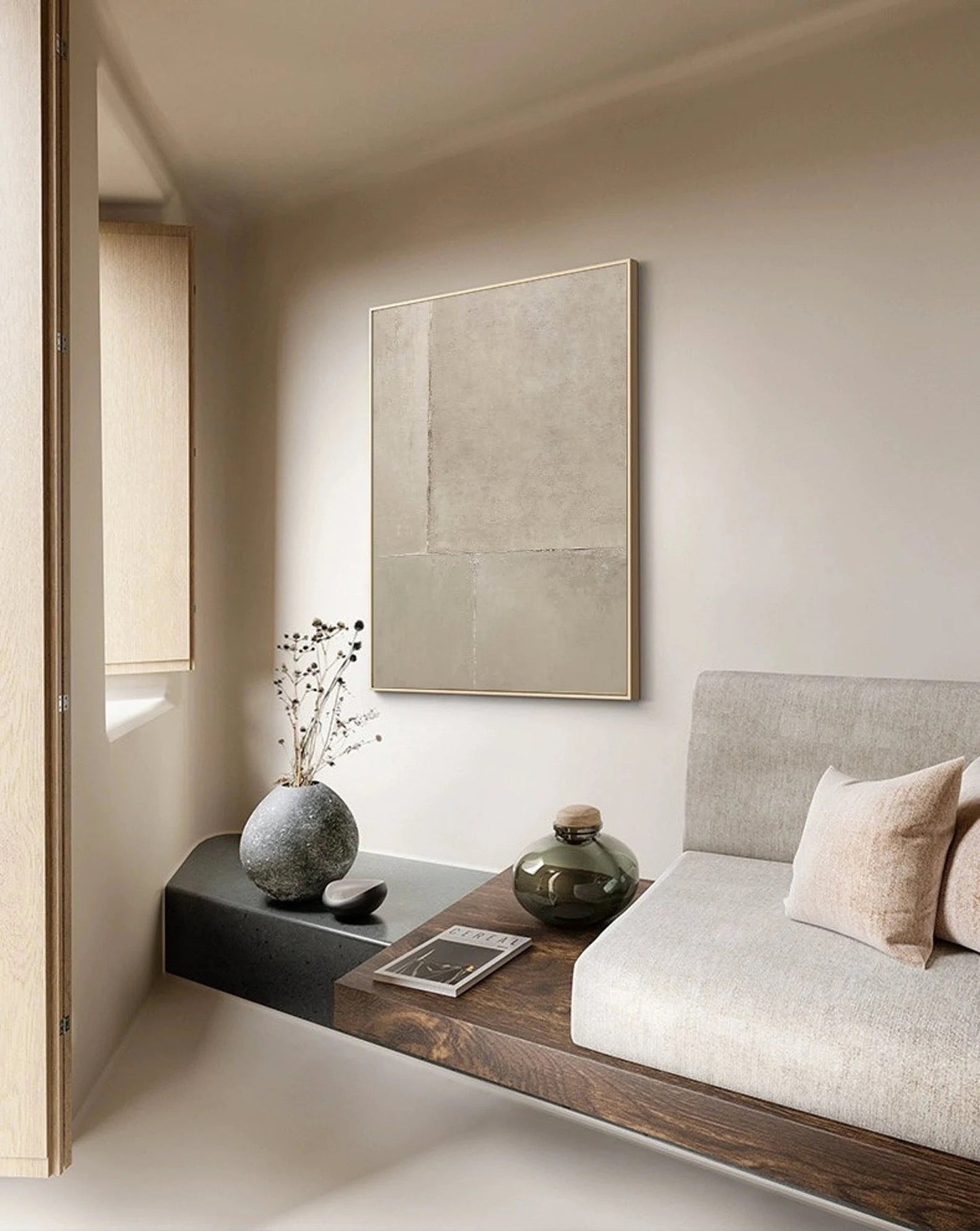 Elegant Minimalist Geometric Oil Painting for Modern Home Decor