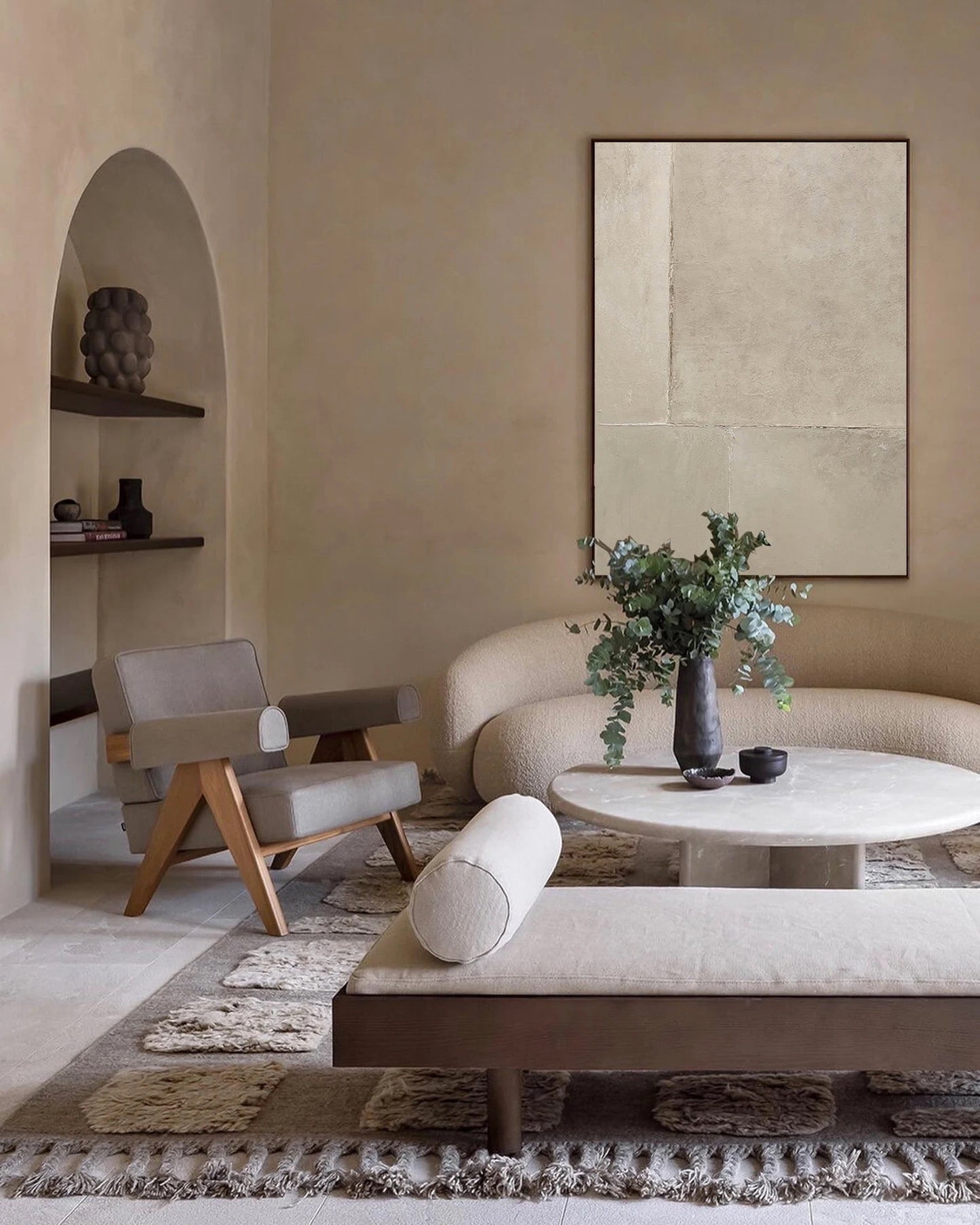 Elegant Minimalist Geometric Oil Painting for Modern Home Decor