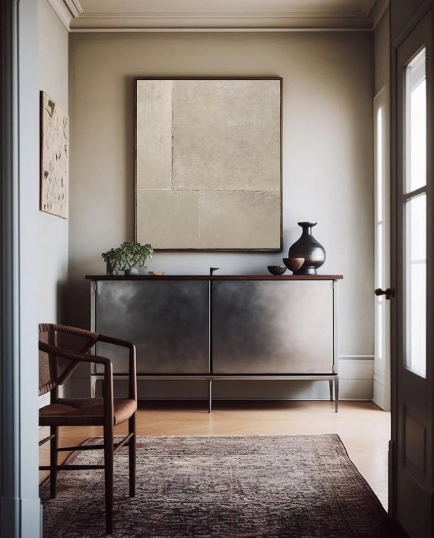 Elegant Minimalist Geometric Oil Painting for Modern Home Decor