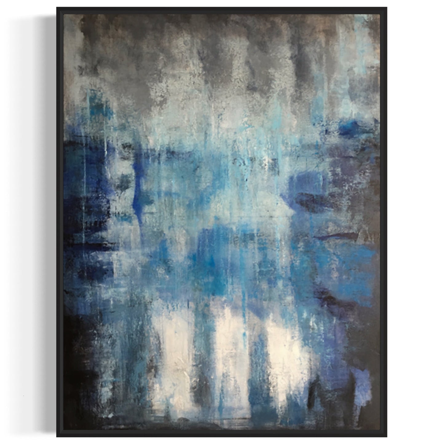 Abstract Blue Serenity: Modern Oil Painting for Elegant Home Décor